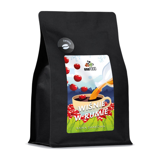 KAWA SMAKOWA WIŚNIE W RUMIE - 250 g ziarnista